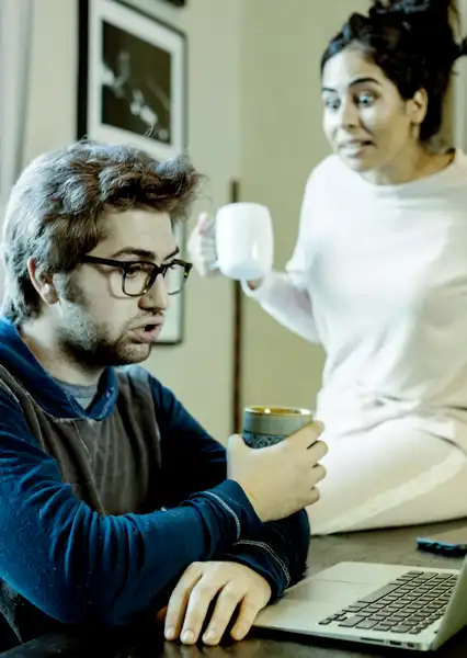 Man and woman in an unpleasant personal situation.